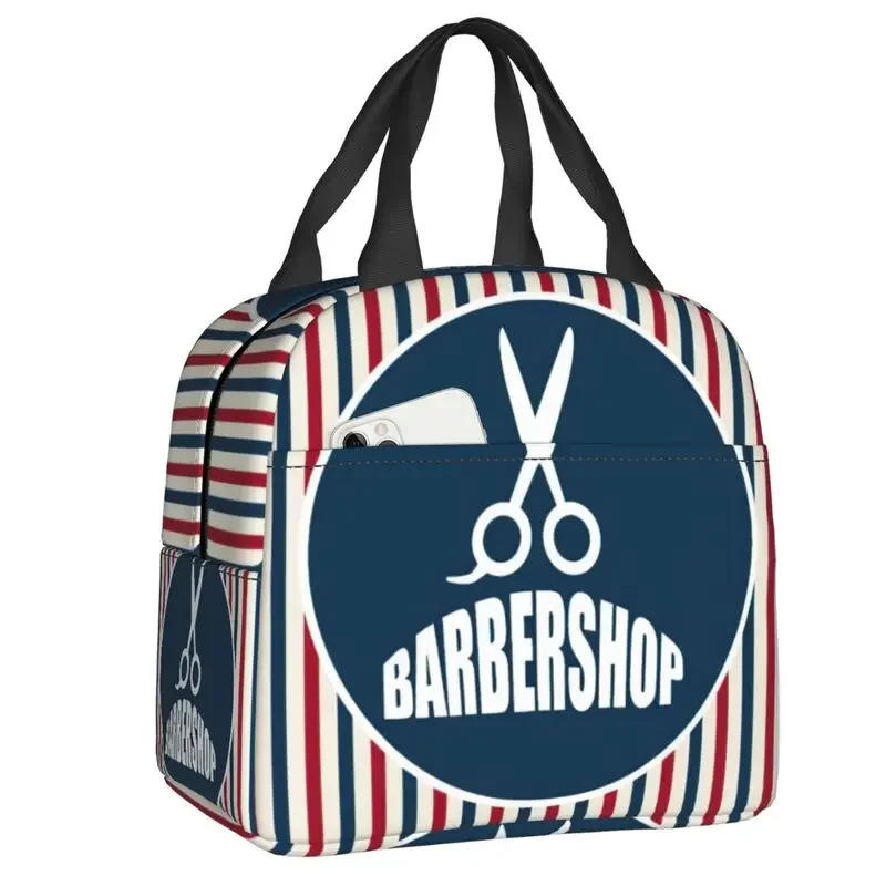 Retro Barbershop Hairdresser Lunch Bag Women Thermal Cooler Insulated  Container for Children School Work Food Tote Bags