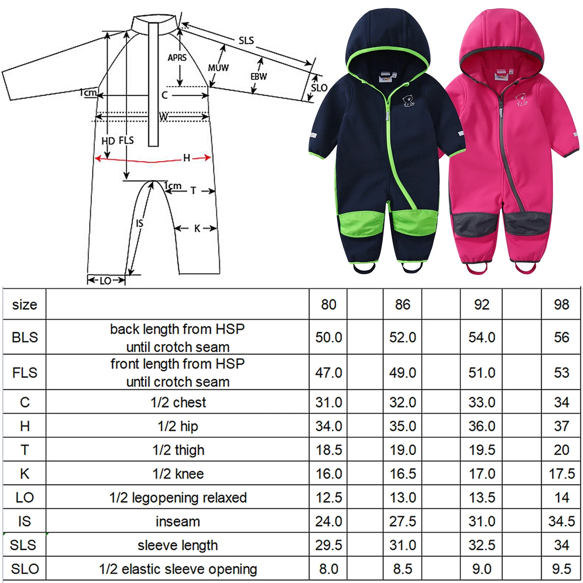 HONEYKING Children\'s Softshell Overalls Plus Velvet Rompers Windproof Rainproof Waterproof Jumpsuit Kids Warm Fleece Jumpsuit