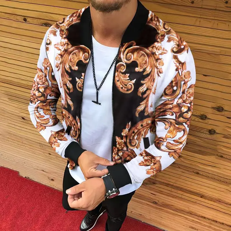 2023 autumn new foreign trade men's printing casual fashion three-dimensional cut men's autumn and winter jacket