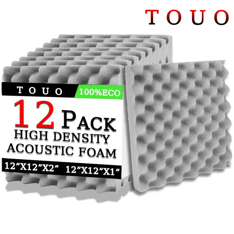 

TOUO 12 Pcs Egg Cotton Acoustic Foam Home Studio High Density Soundproof Foam Sound Absorbing Material Home Decoration