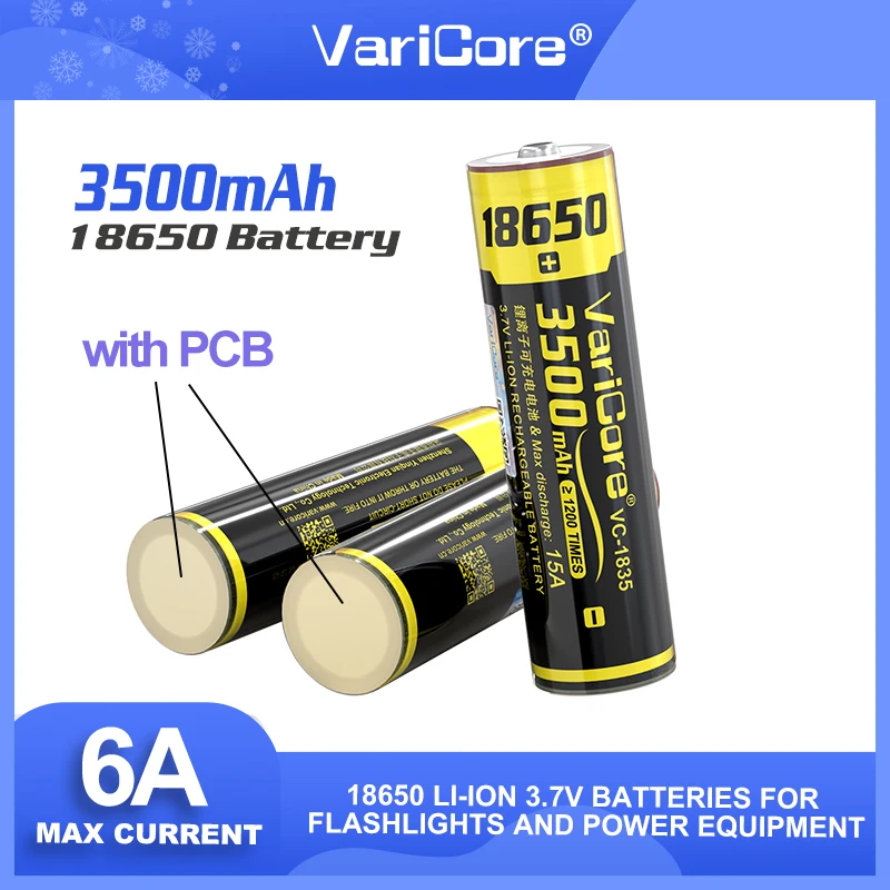 

Новая литиевая аккумуляторная батарея VariCore 3500 мАч 18650 3,7 В с защитной платой печатной платы для батарей фонариков