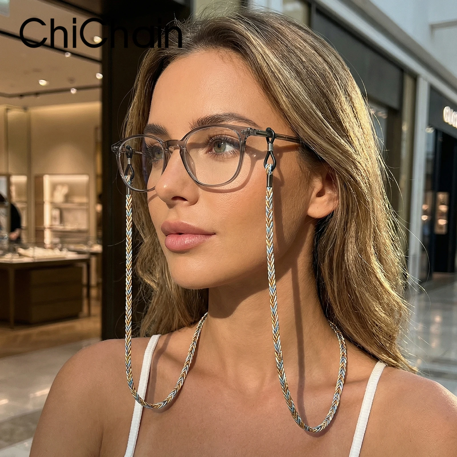 Retro braided glasses strap, hot-selling fabric glasses cord, anti-loss glasses chain.