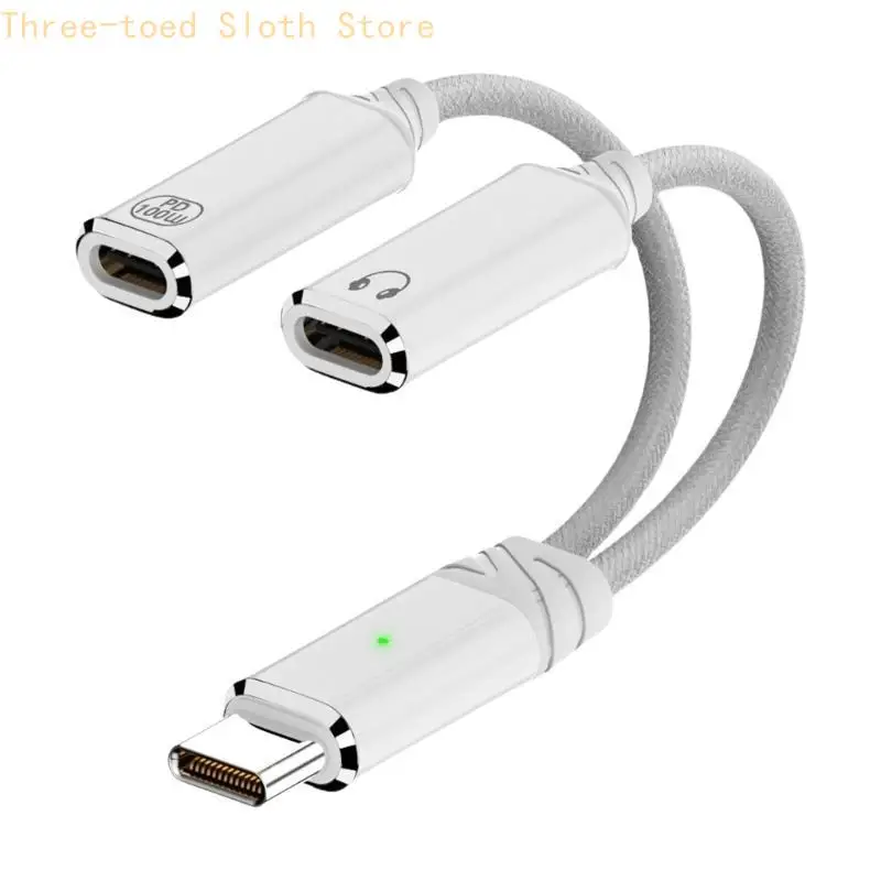 USB C Kopfhörer Ladeadapter Typ C 2 in 1 Splitter Kabel Draht HiFi Sound E74A – Detail 4