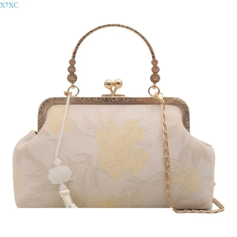 X7XC Women Shoulder Crossbody Bag Chinese Handbags Purses Patterned Clutches Purse Trendy Dumpling Bags for Shopping