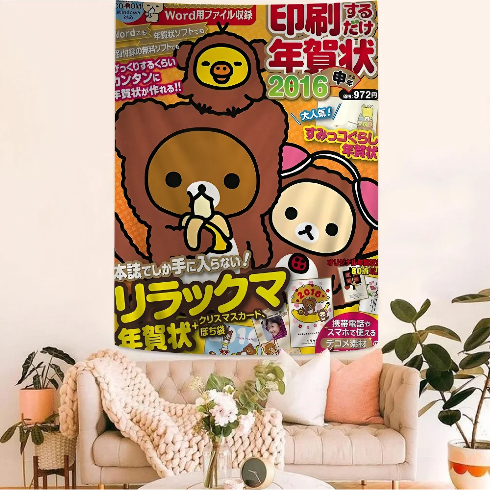 Japan Anime Cute Cartoon Rilakkuma Bohemian Tapestry Cheap Hippie Wall Hanging Bohemian Wall Tapestries Hanging Home Decor