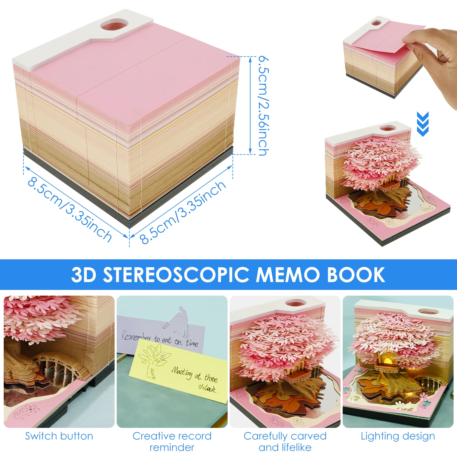 Christmas Gifts 3D Notepad 2025 Calendar Memo Pad Block Notes Tree House Design Note Paper Stationery Accessories Novelty Gift