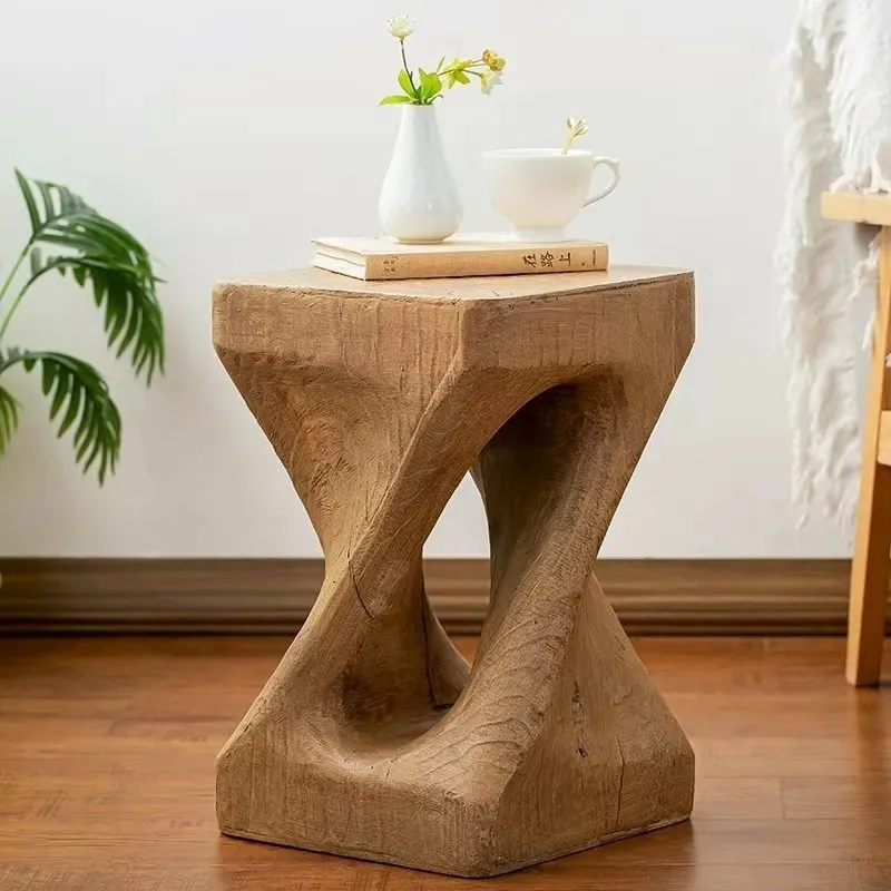 Wabi Silent Wind Coffee Table Bedside Table Imitation Solid Wood Stool Magnesium Oxide Pier Sitting