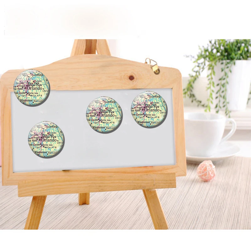 Orlando Florida Map 30 MM Fridge Magnet Sanford Travel Map Glass Dome Magnetic Refrigerator Stickers Note Holder Home Decoration