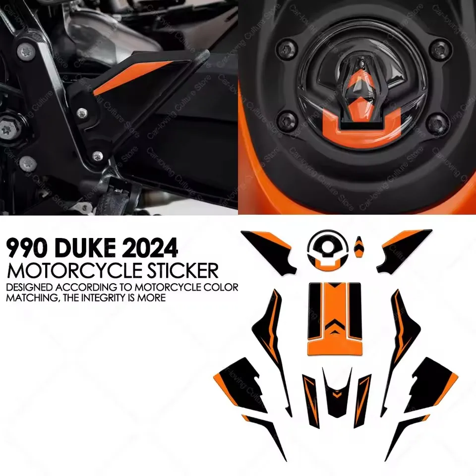 

For 990 Duke 990Duke 2024 Motorcycle Accessories Motorcycle Tank Pad Sticker Kit Protector 3D Resin Sticker