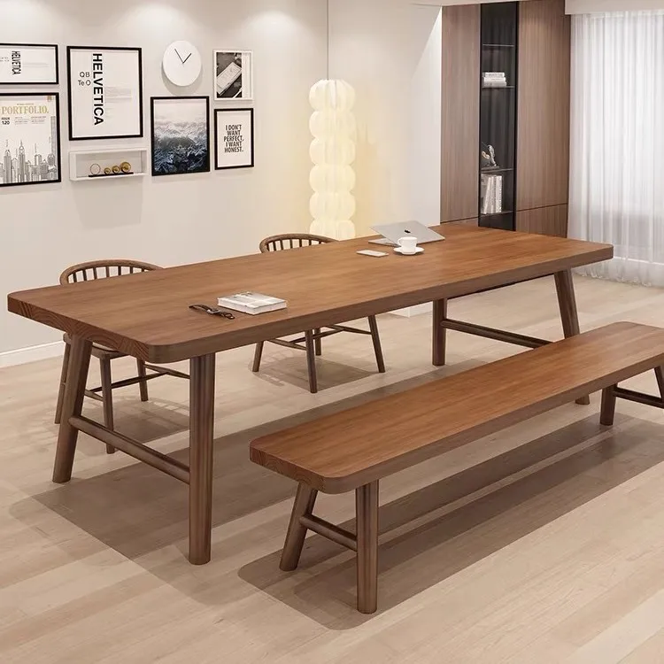 Solid wood table Library reading room desk study table Modern simple workbench Reception long table Conference