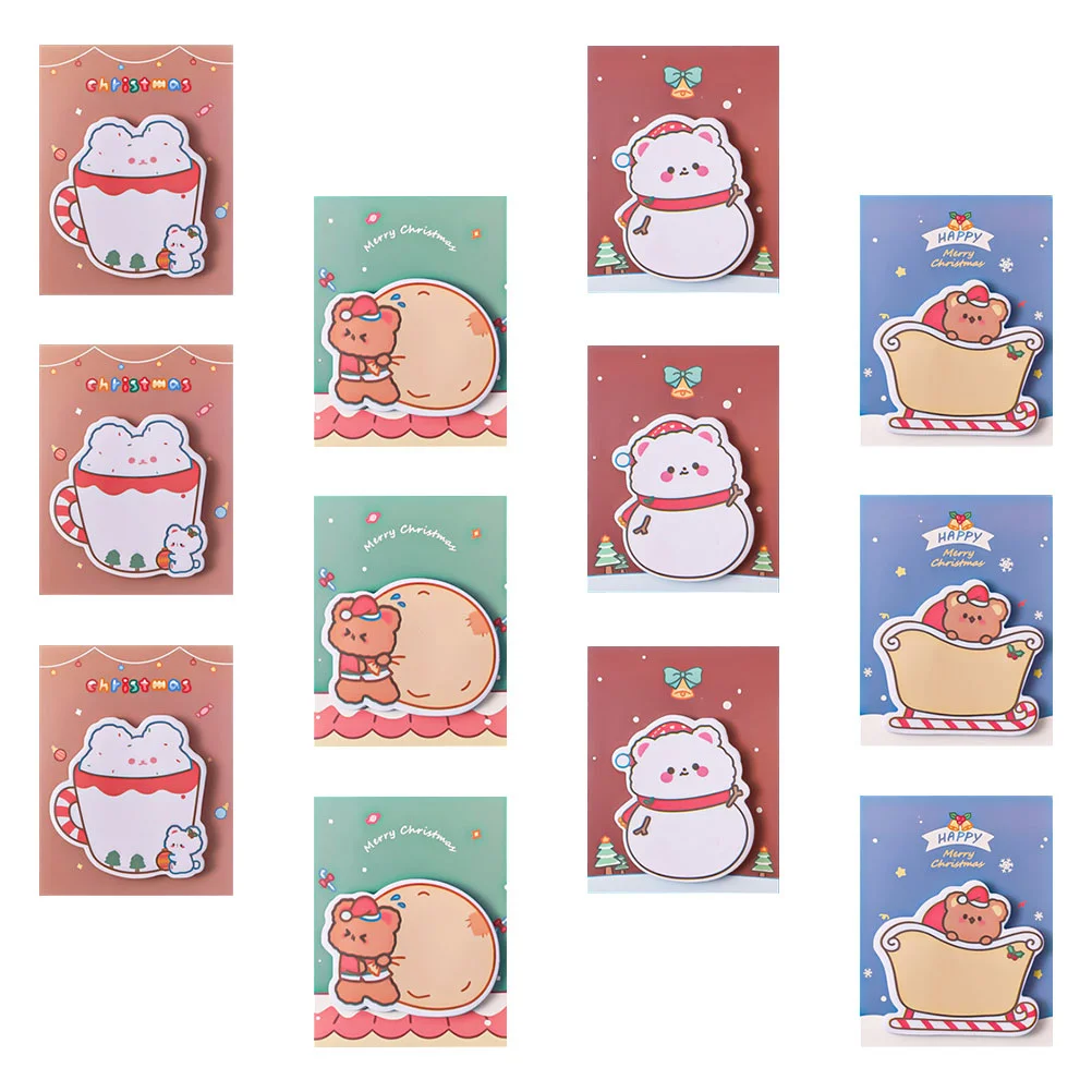 12 Pcs Decorate Note Paper Christmas Sticky Notes Student Sticker for Xmas 11X85X01CM Notepads