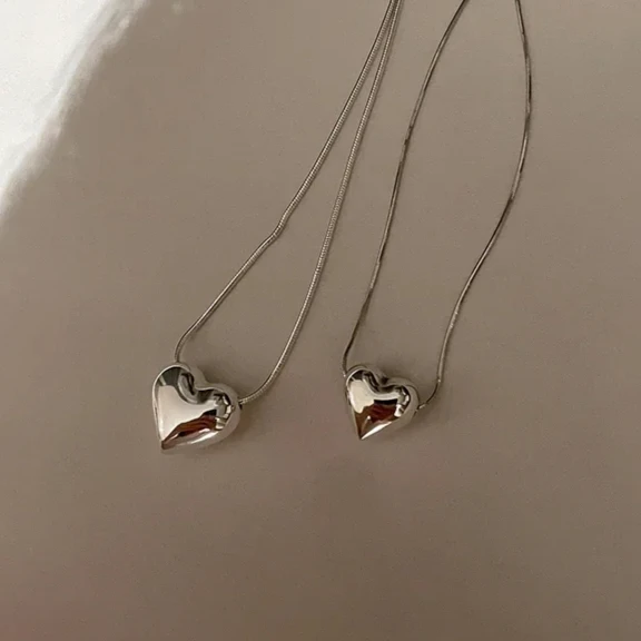 

Real 925 Sterling Silver Retro Big Small Heart Chokers Necklaces for Women Minimalist Fine Jewelry Trendy Romantic Accessories