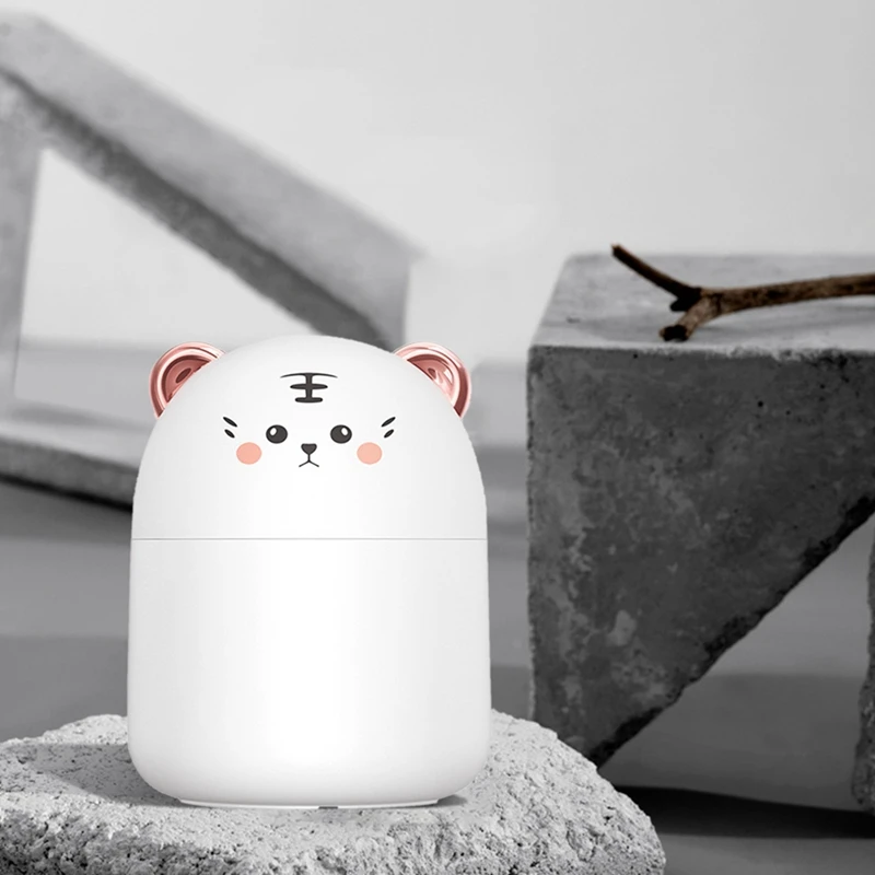 250Ml Mini Cute Pet Air Purification Humidifier + Atmosphere Light For Home White