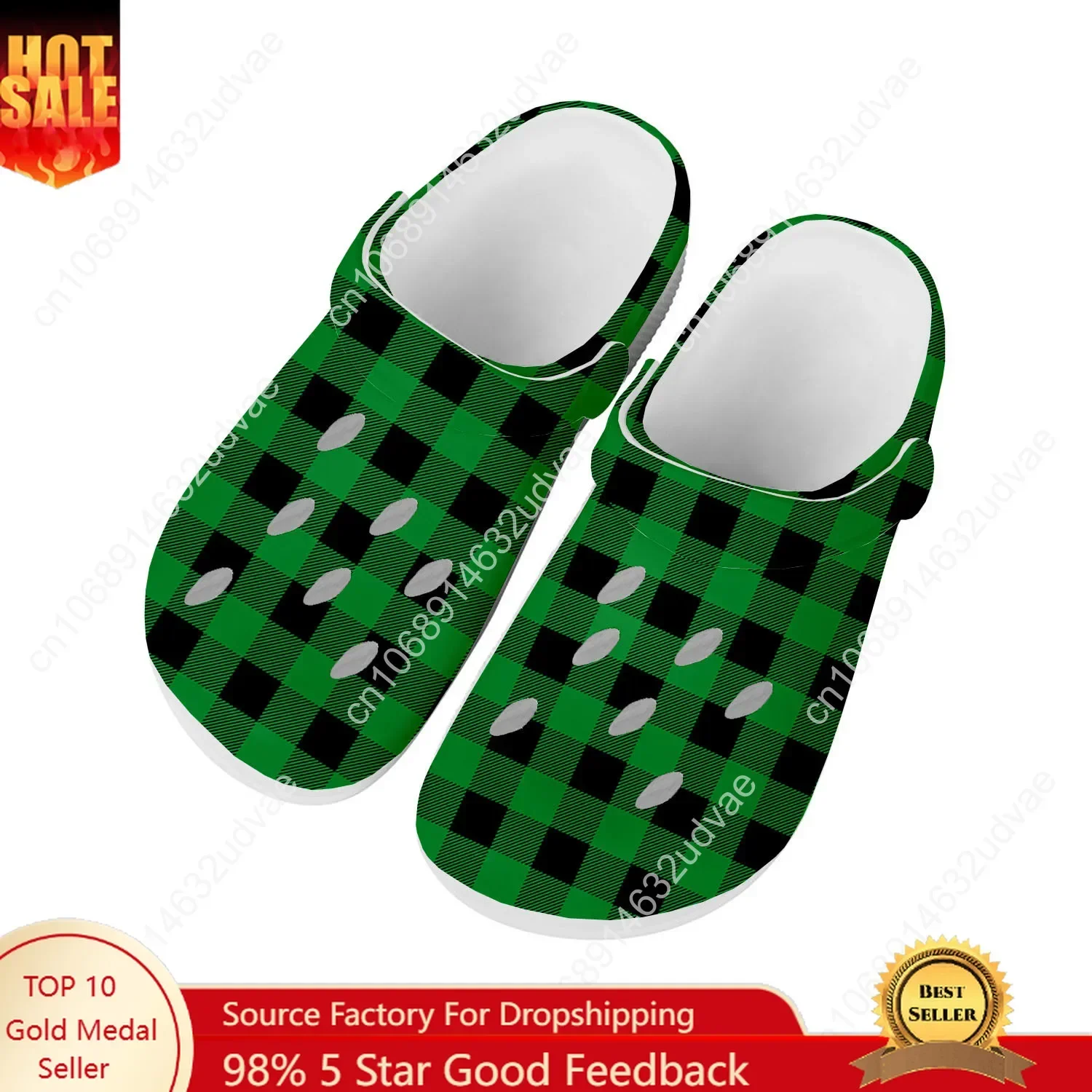 

Buffalo Plaid Pattern Water Shoes Mens Womens High Quality Home Garden Clogs Customizd Sandals Beach Breathable Hole Slippers