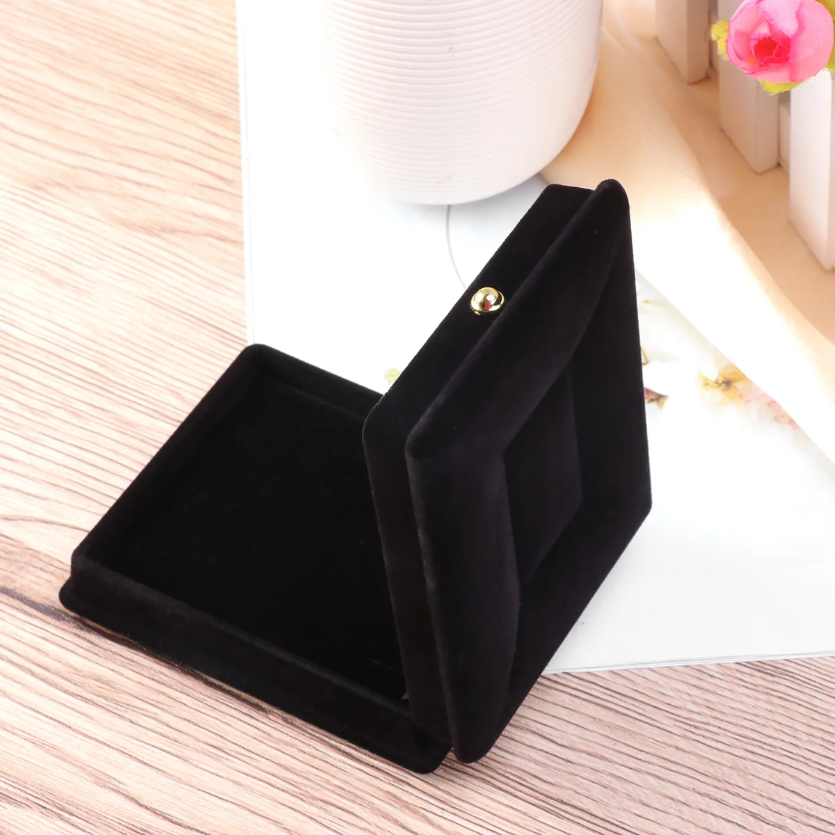 Premium Flocking Jewelry Box Black Large Capacity Necklace Bracelet Watch Storage Organizer Gift Case for Women Girls