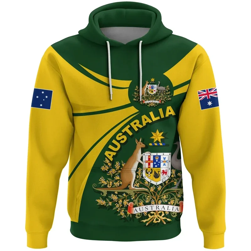 Australia Flag Map 3D Printed Hoodies For Men Clothes Australian National Emblem Sweatshirts Casual Unisex Hoodie Boy Tops