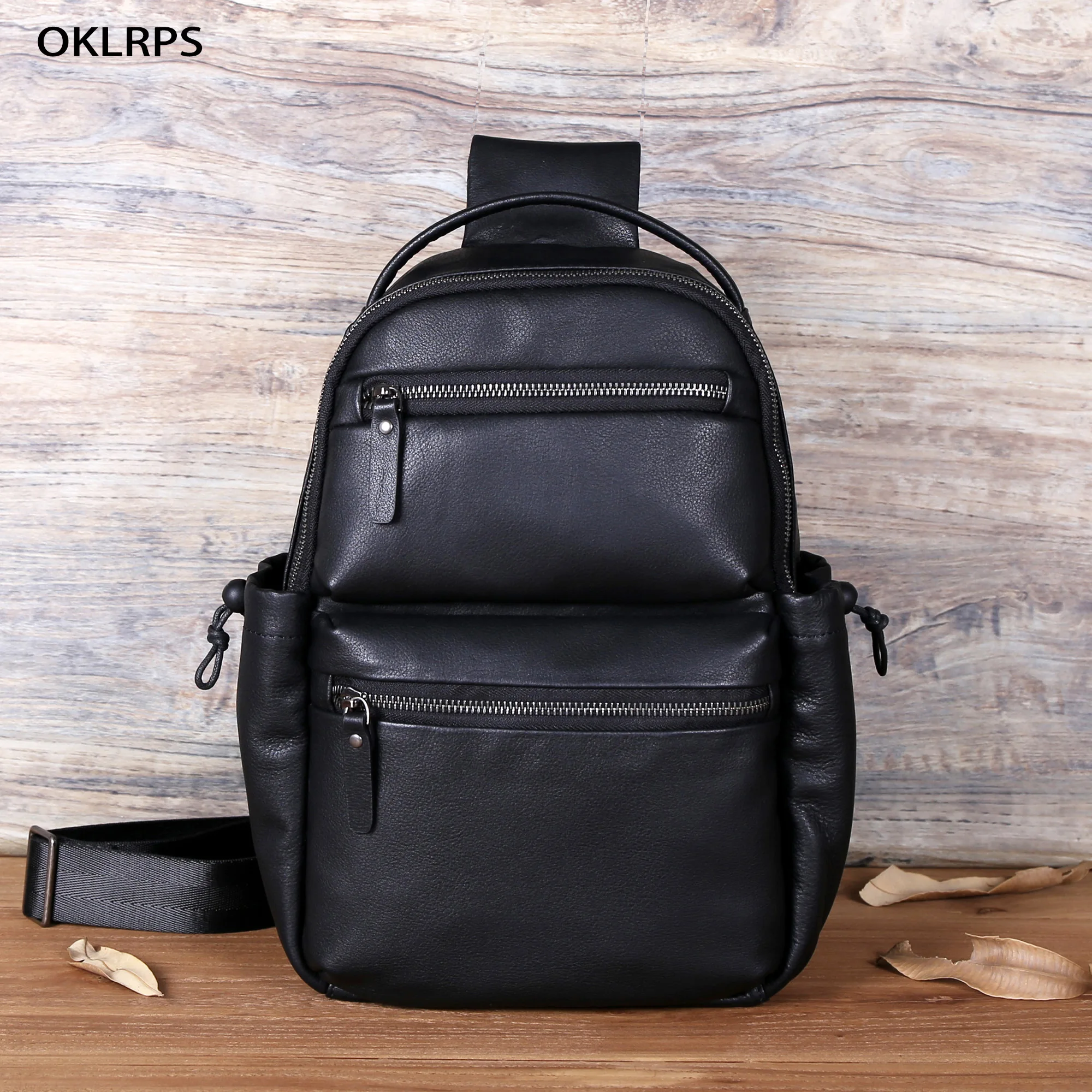 Leather Men's Chest Bag Top Layer Cowhide Single Shoulder Crossbody Bag Large Capacity Crossbody Bag Fashion Mobile Phone Bag