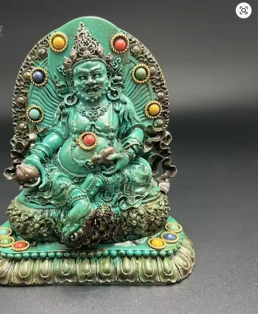 Antique Optimization Turquoise Wong Choi San Statues Retro Hand-carved Fengshui Ornament Buddhist Decorations