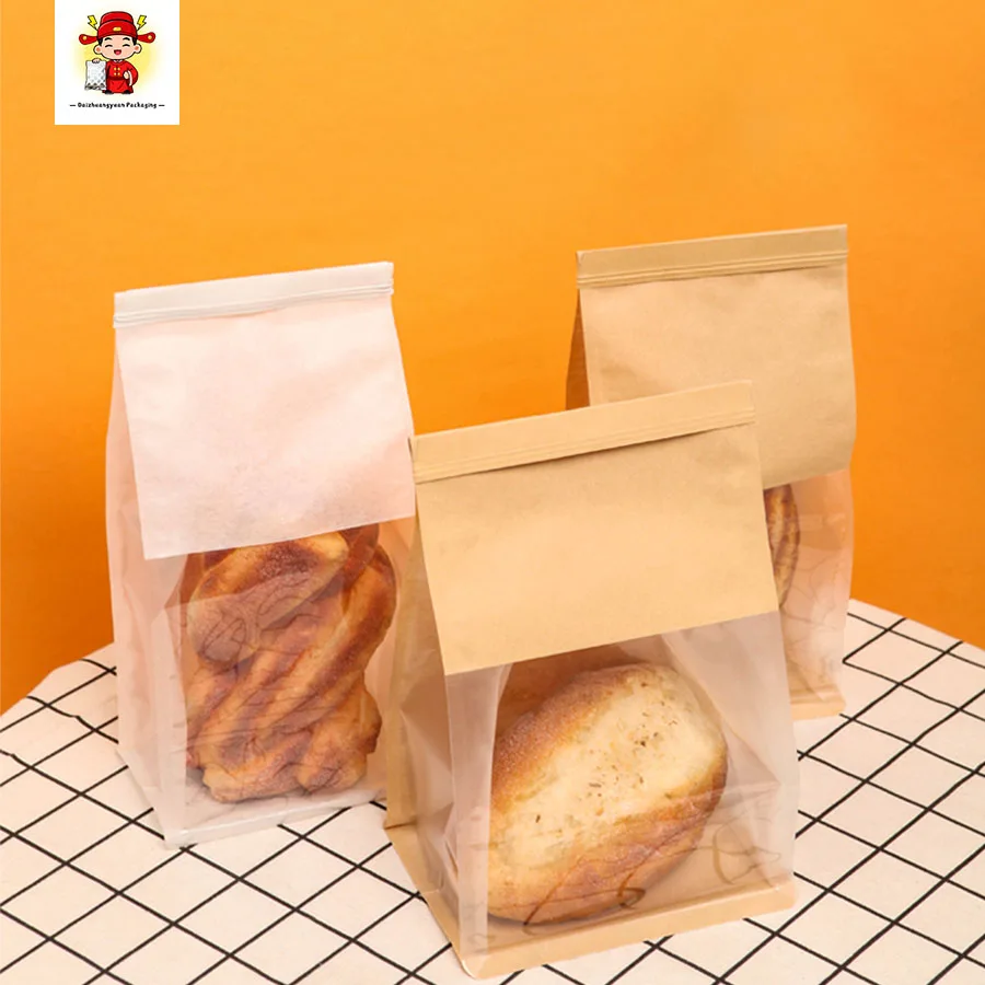 10/50pcs Kraft Paper Toast Bags with Wire Tie for Bread Slices Croissants Buns Baking Packaging