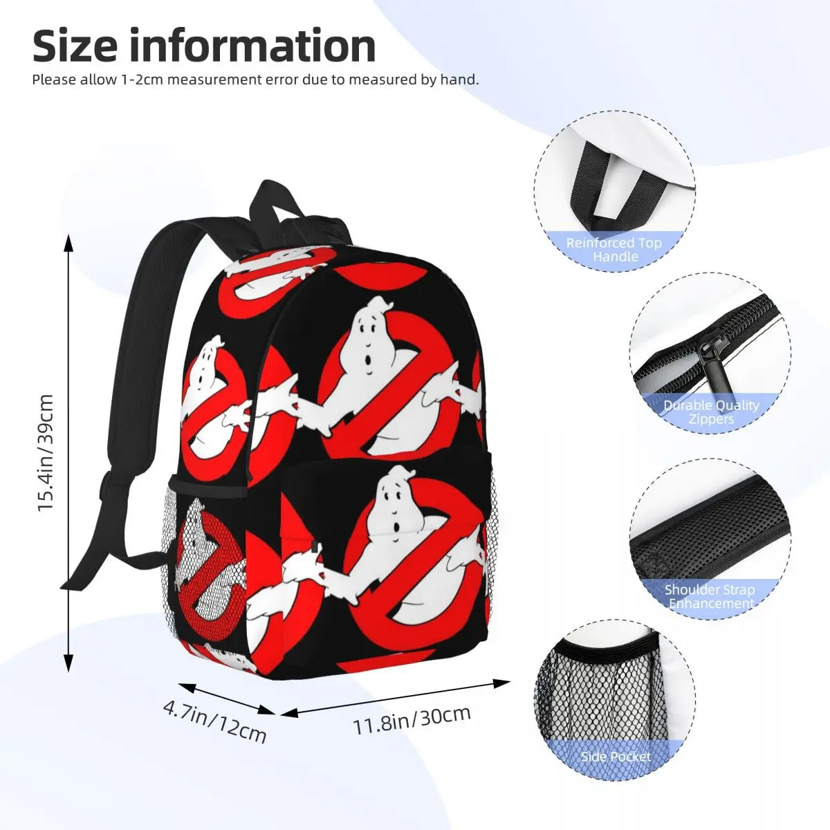 Ghost-busters-Ghost für Mädchen und Jungen, große Kapazität, Studentenrucksack, leichter, wasserdichter Rucksack, 38,1 cm