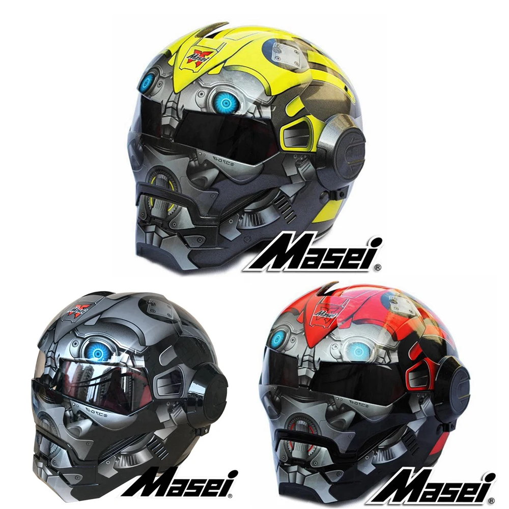 

Black Grey Red Yellow MASEI 610 Motorcycle Helmet Flip Up Casque Vintage Motorcycle Helmets Full Face Iron Men Helmets