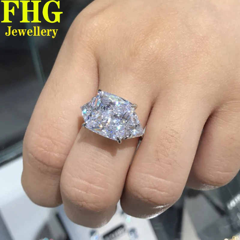 

Radiant 3 4 5 6 7 Carat Solid Au750 18K White Gold Ring DVVS Moissanite Diamonds Round Wedding Party Engagement Anniversary Ring