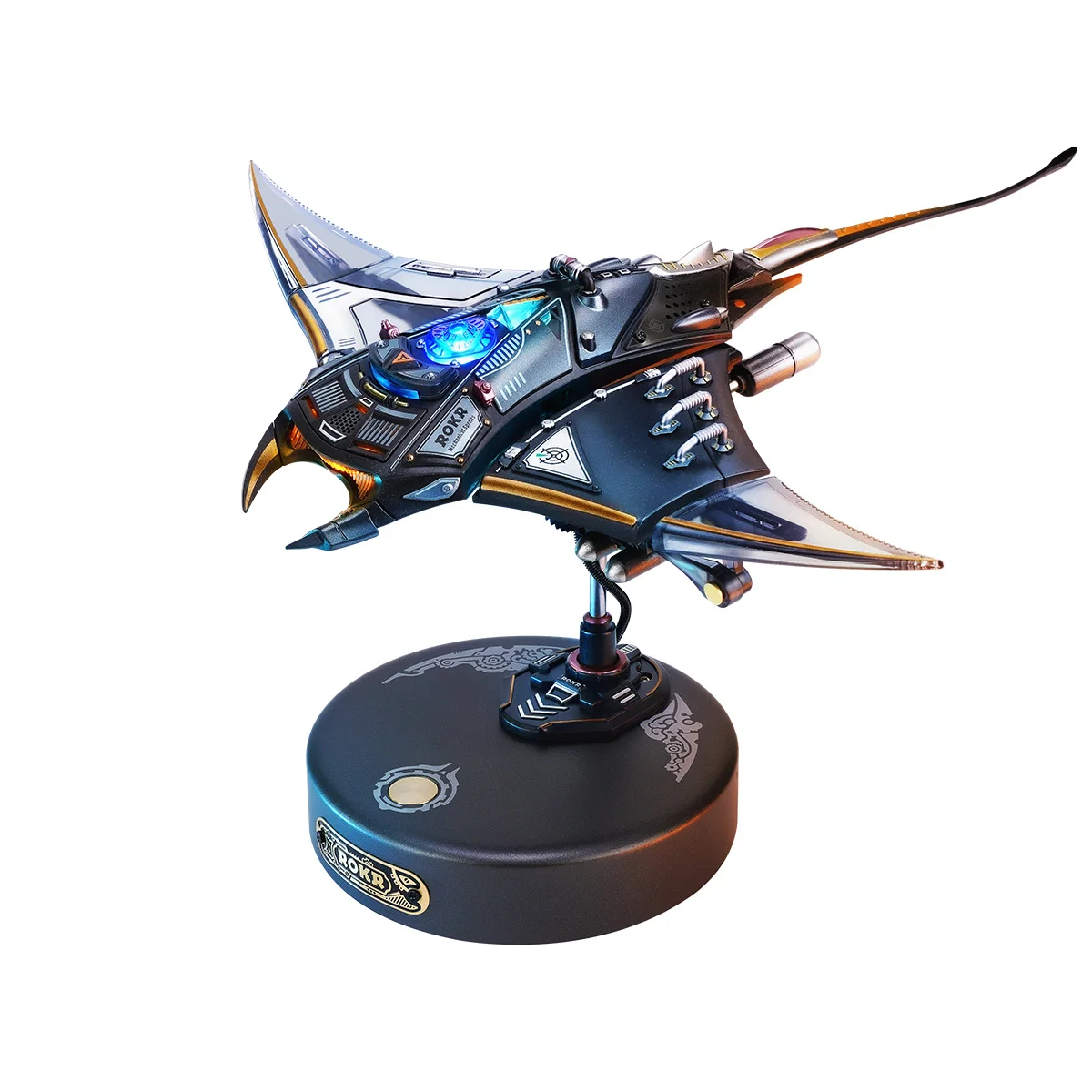 مجموعة ألغاز ميكانيكية ثلاثية الأبعاد من Rokr Manta Ray نمط Cyberpunk نموذج تحدي DIY مشروع فريد ديكور سطح المكتب هدية للبالغين