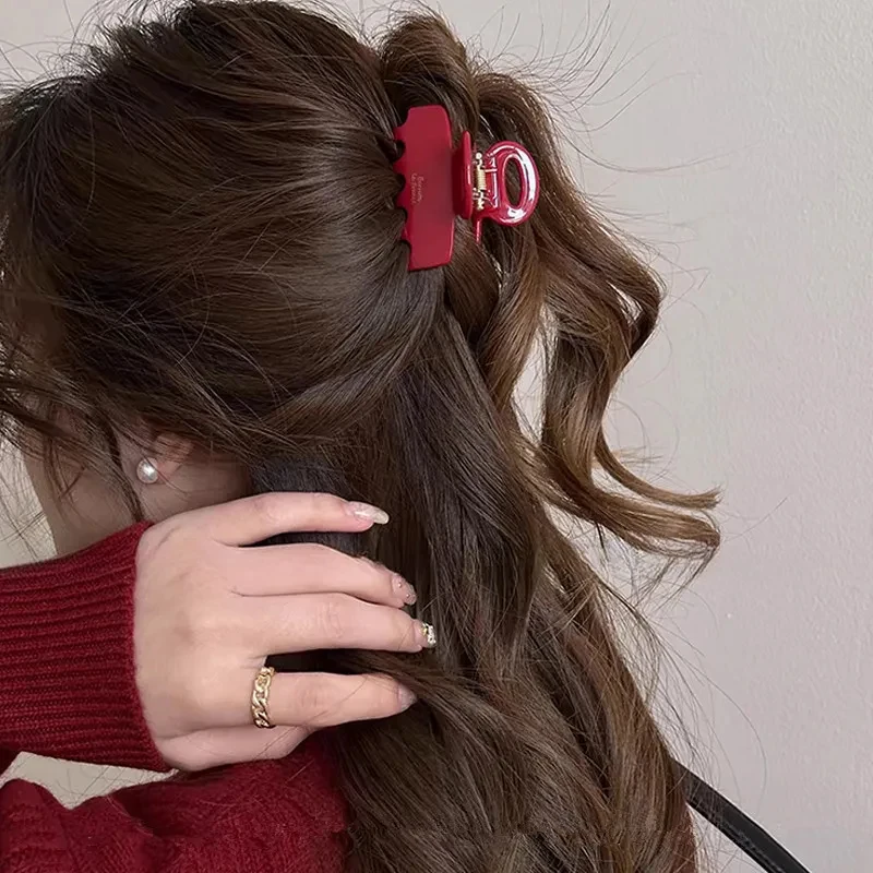 Red Acetate Hair Crabs 5.5cm Long Hair Clips for Girls And Women Korean Fashion Tie up Hair Accessories view 2
