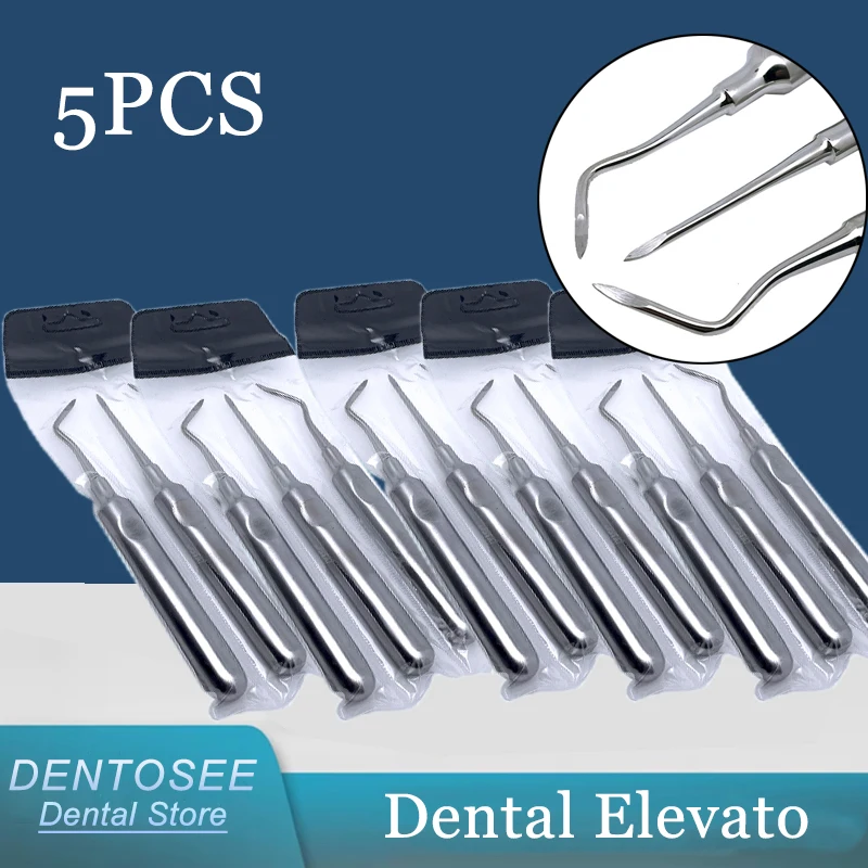 

5PCS Dental Luxating Elevator Stainless Steel Teeth Curved Root Dentist Surgical Instrument for Tooth Extraction Easy Lift