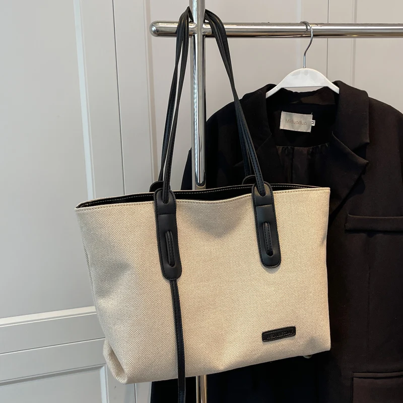 

Casual Large Capaci Canvas Tote Bag Women's 2025 New Versatile Commuting Big Bag Class Single oulder Bag Simple Tote Bag