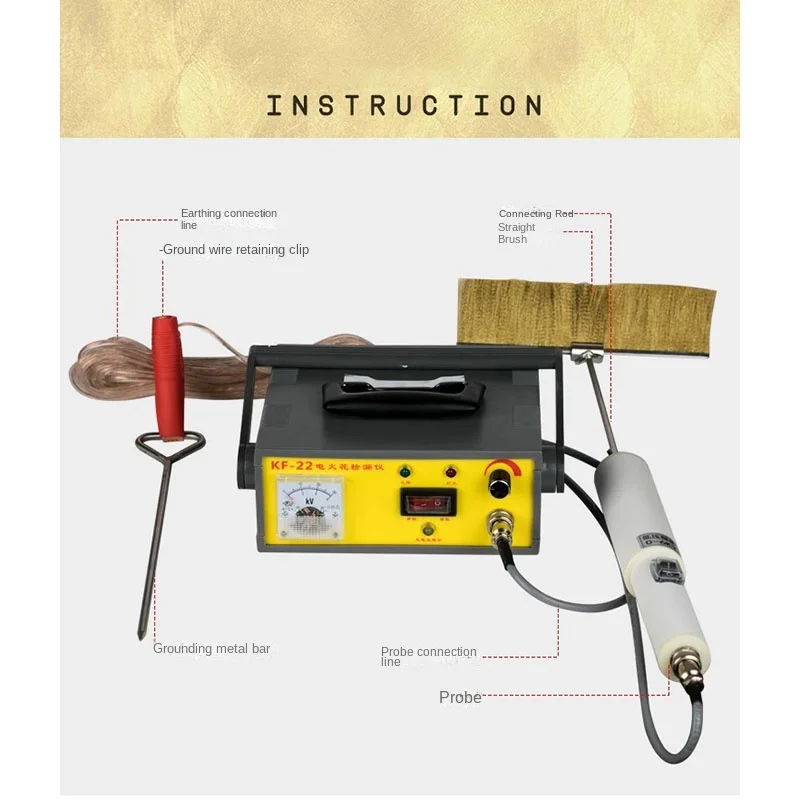 Nuovo 22 rilevatore di perdite di scintille elettrico 0.05-10mm rilevatore di perdite ricaricabile tester per fori stenopeici test di rivestimento anticorrosione in metallo