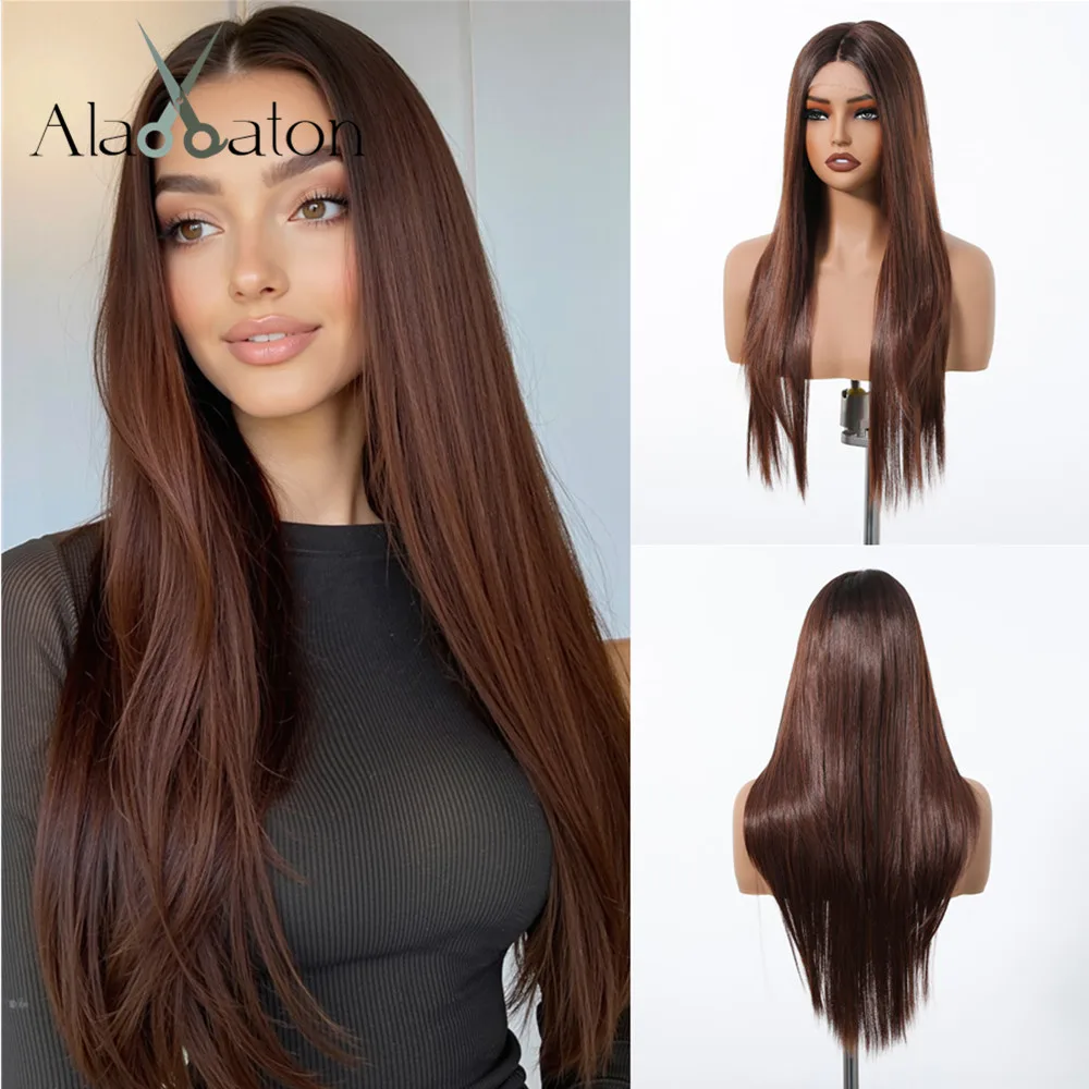 

Парик ALAN EATON 13*4 Женский Синтетический на шнуровке, длинный прямой Шелковый термостойкий с Омбре, с коричневыми волосами, ежедневное использование