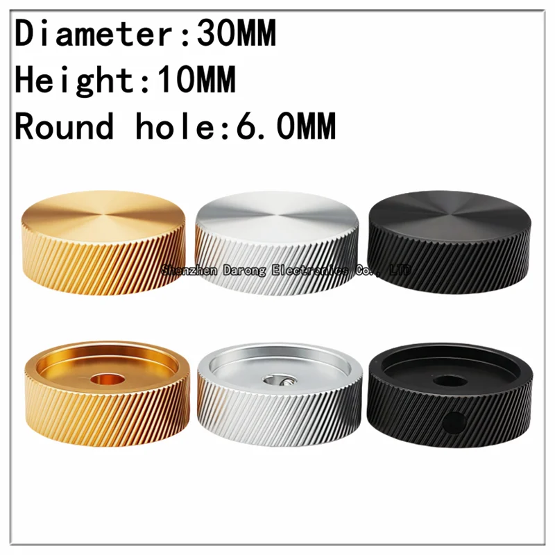 30×10MM All-Aluminum Twill Knob Cap, Potentiometer/Encoder Switch Cap, Volume/Electronic Instrument Switch Cap, Round Hole 6.0
