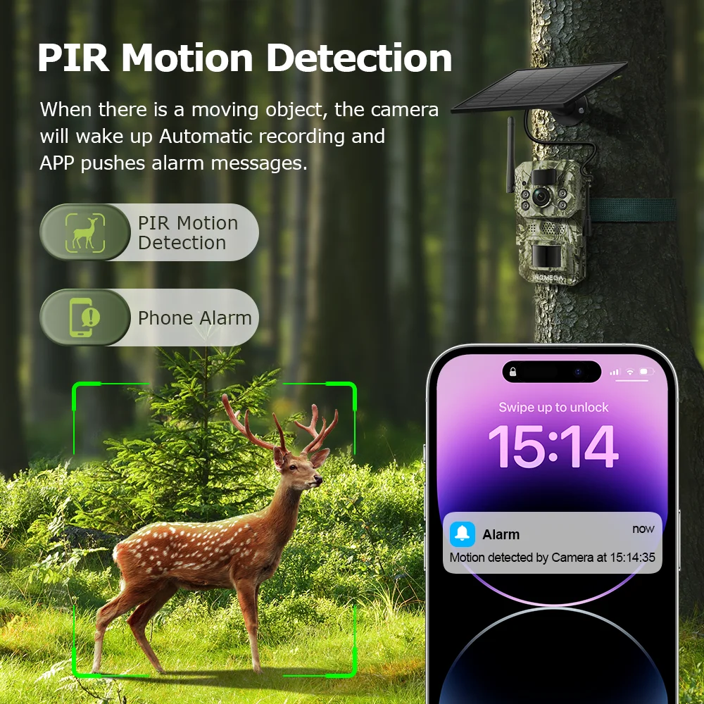4G Trail Camera 3K Video 5MP Images PIR15M-20M Super-Fast Reflex Trigger Wildlife Camera with APP Cloud Storage Infrared