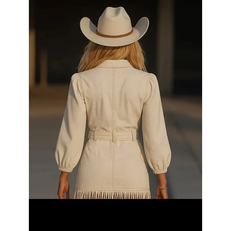 فستان ضيق مثير بأكمام طويلة من قماش الدنيم الجديد لعام 2025 - فستان قصير بحزام على شكل حرف v للنساء نادي الحفلات