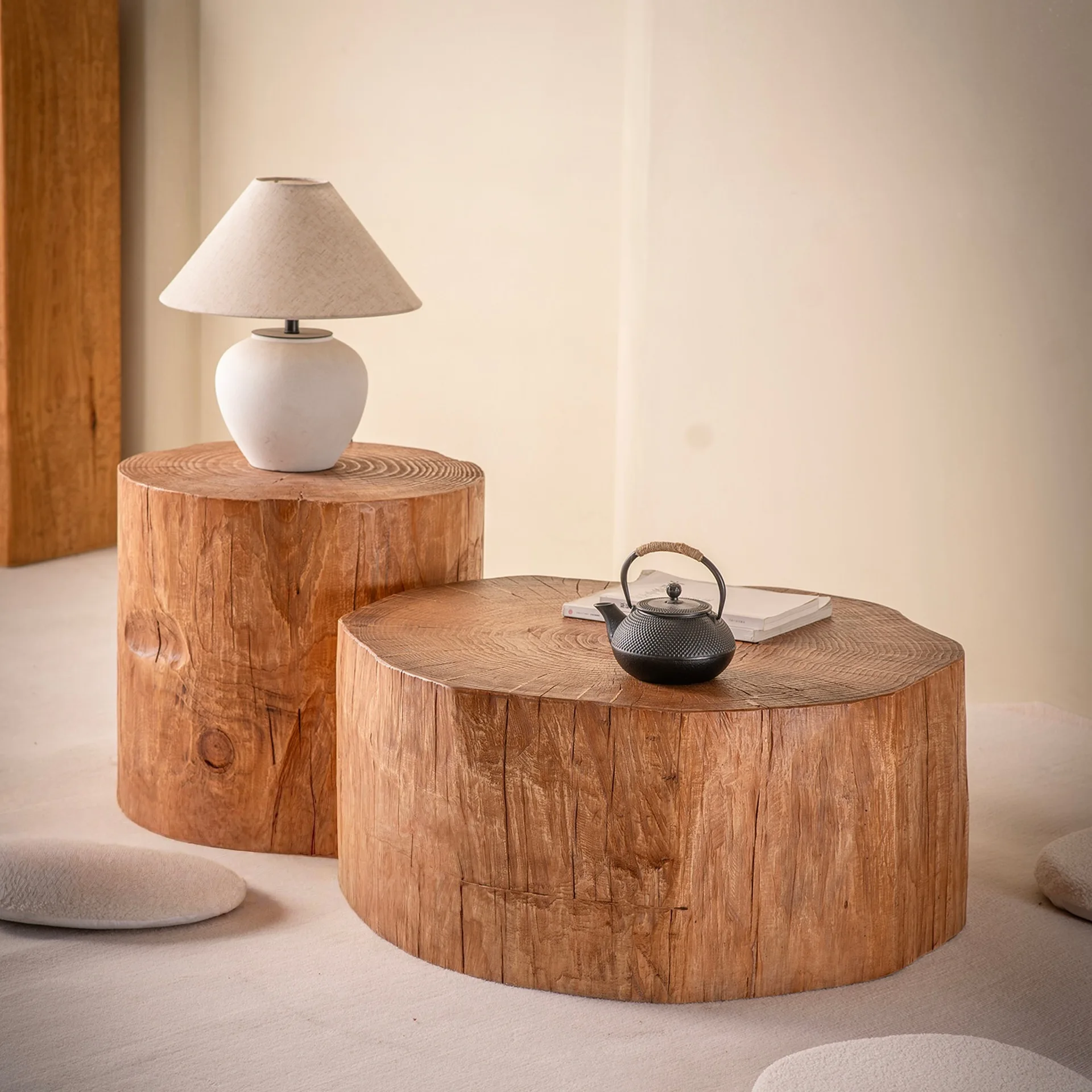 Natural edge whole wood log coffee table living room sofa solid wood tea table stump edge few B & B creative wooden stump