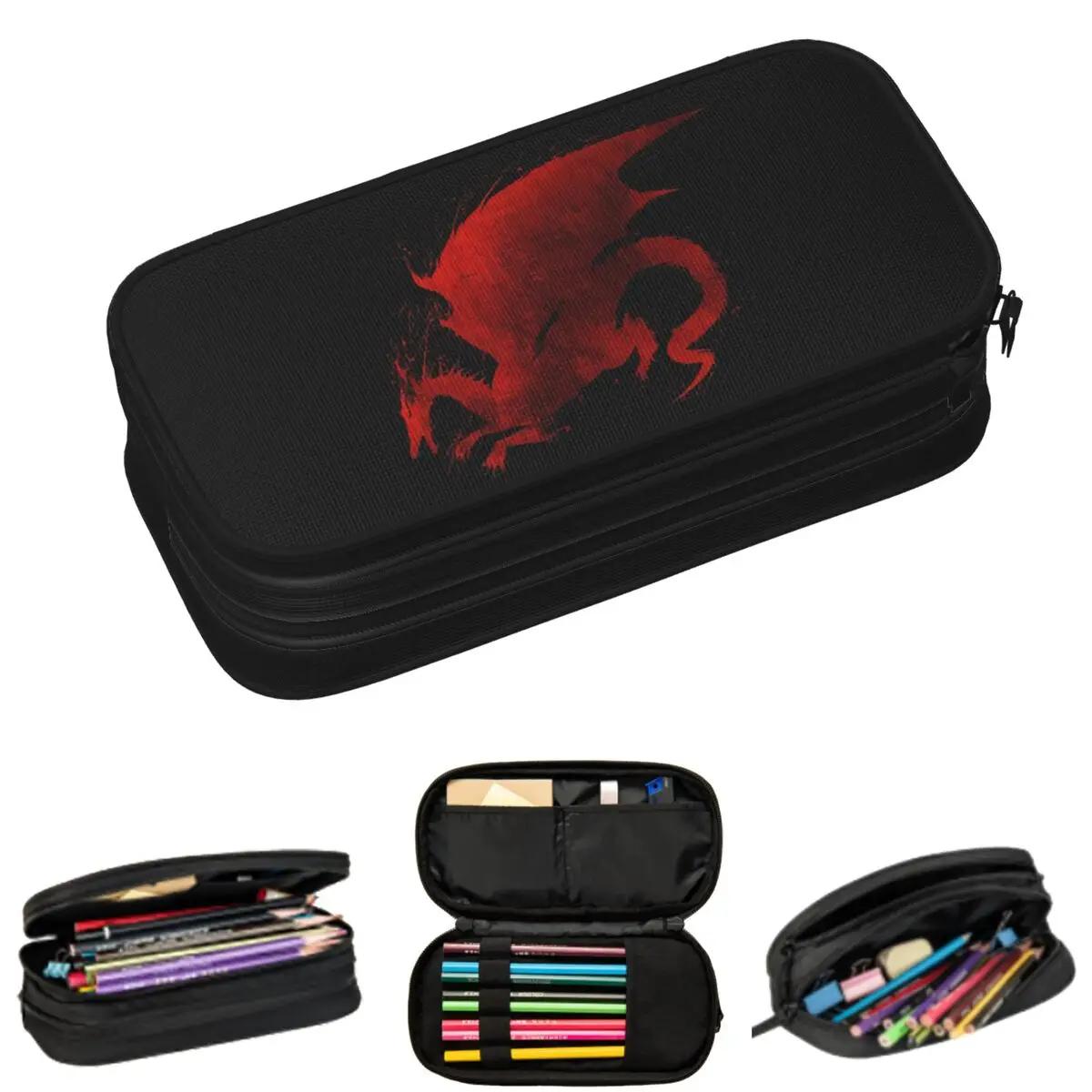 Dragon Age Origins Blood Dragon V2 Estuches para lápices para estudiantes, caja para bolígrafos, bolsa para lápices, bolsa para lápices de gran capacidad