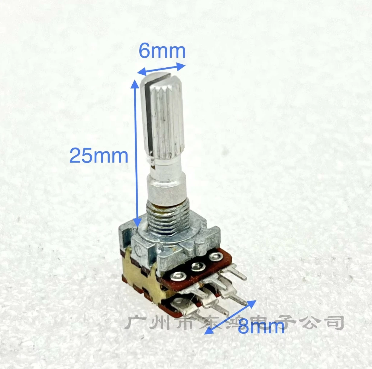 4 pcs JAPANESE EMPIRE NOBLE 12 SQUARE DOUBLE POTENTIOMETER B100Kx2 WITH MIDPOINT SHANK LENGTH 25MM FLOWER