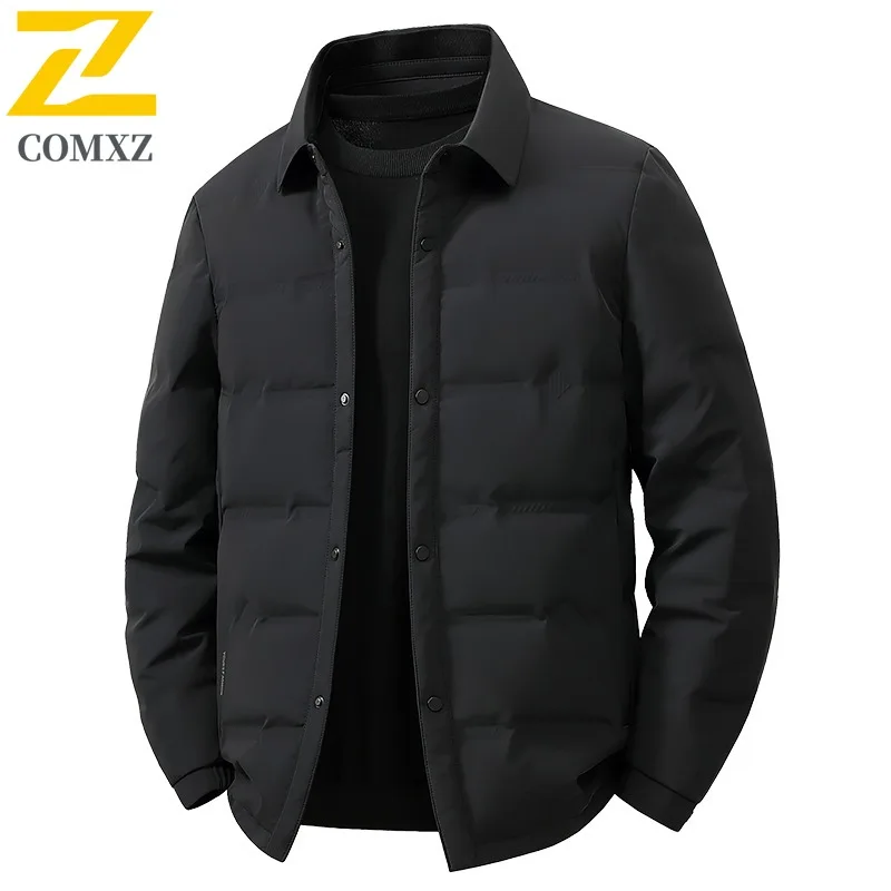 COMXZ Men Down Jacket Turndown Collar Commuting Office Warm Lightweight Parka Fashion Travel Cold Protection Winter Garment