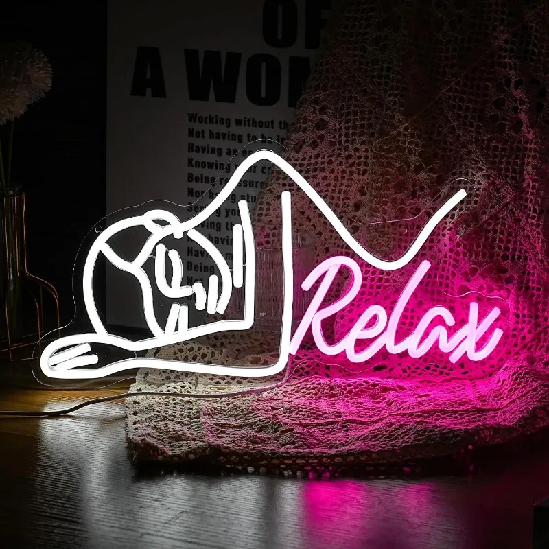 Dimmable Relax Neon LED Ladies Relaxation Neon Light Wall Decor  Sign for Beauty Salon Massage Shop Ladies Room Decoration Gift