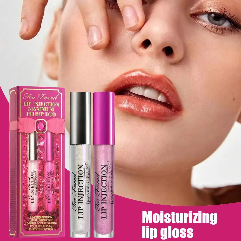 Conjunto de esmalte labial hidratante, injeção máxima de lábios, diamante gordo, fogo, ametista, cristal brilhante, desbotamento, linhas labiais, cuidados de clareamento