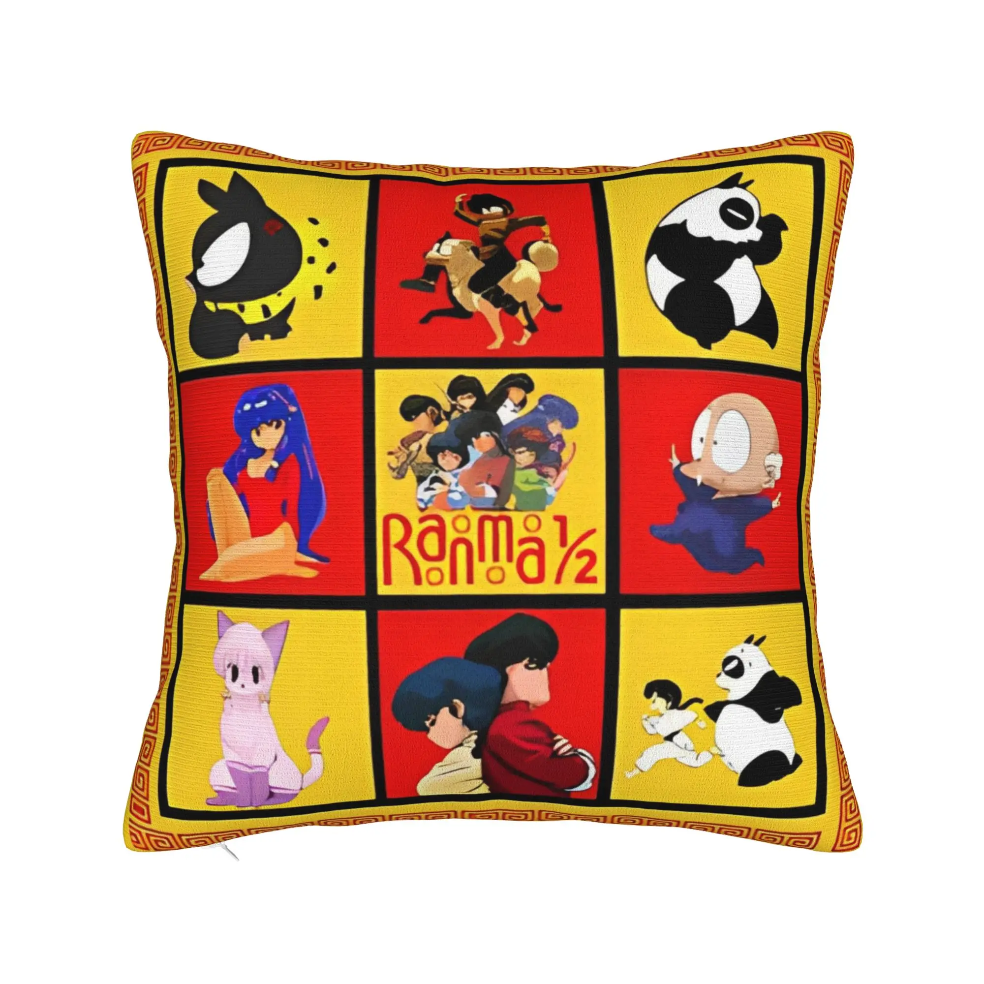 Ranma 1/2  Pillowcase Cushion Cover Decoration Cartoon Anime Manga Kawaii Throw Pillow Case Cover Bedroom Square 45X45cm