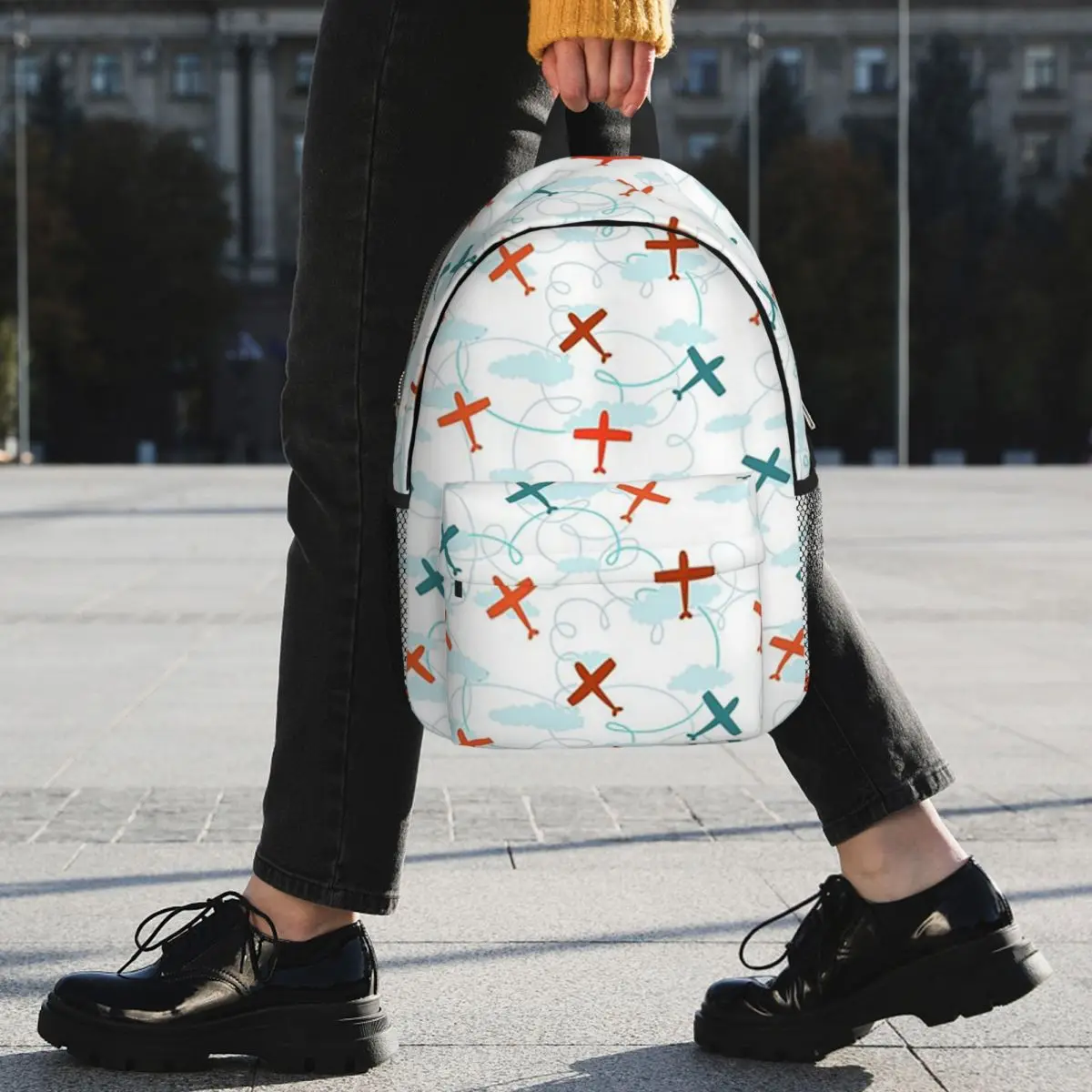 Cartoon Airplane Aviation Themed Backpack Student BookBag Children School Bag Laptop Shoulder Bags for Boys Girls