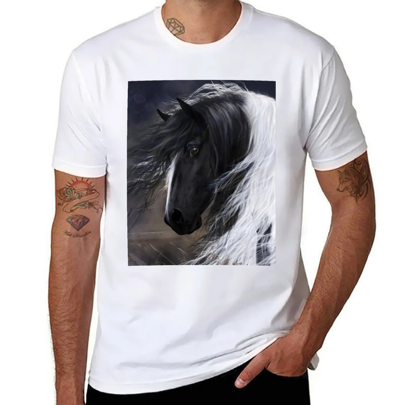 

Gypsy Vanner Portrait T-Shirt cotton t shirts high quality funny t shirts cotton T-Shirt