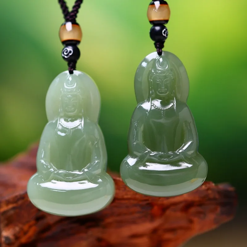 Hetian Jade Bodhisattva Pendant Men,-Qinghai Material, Lake Green Guanyin, Personal Buddha