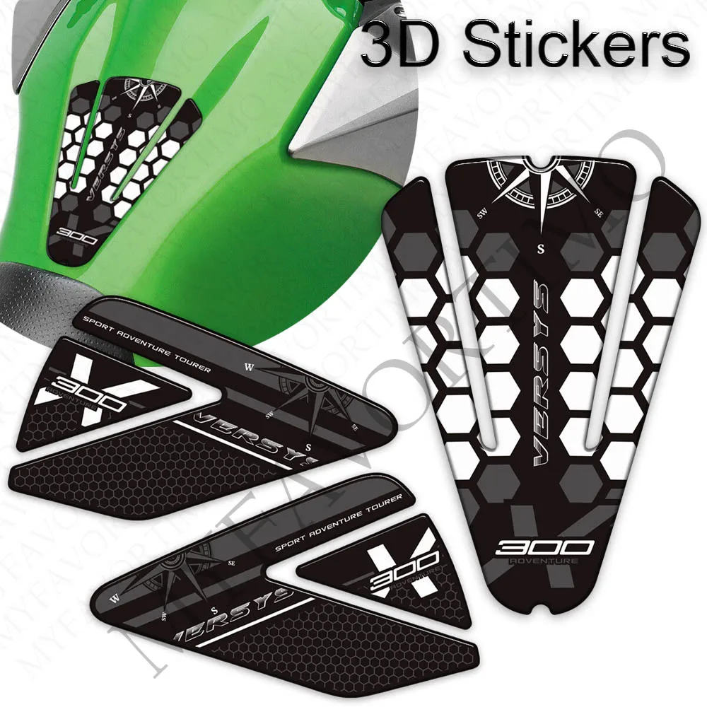 

For Kawasaki Versys X 300 X300 Versys-X Motorcycle Stickers Luggage Cases Protector Decals Tank Pad Grips Gas Fuel Oil Knee Kit