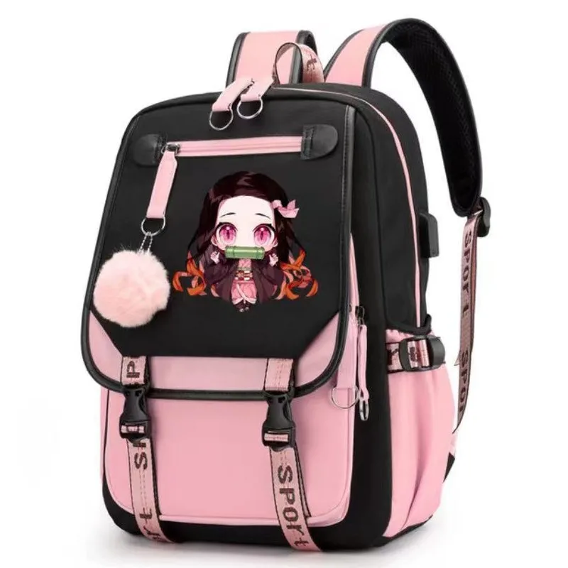 Kamado Nezuko tas ransel Cosplay Anime, tas ransel sekolah pelajar uniseks, tas buku kartun, tas punggung Laptop, tas luar ruangan