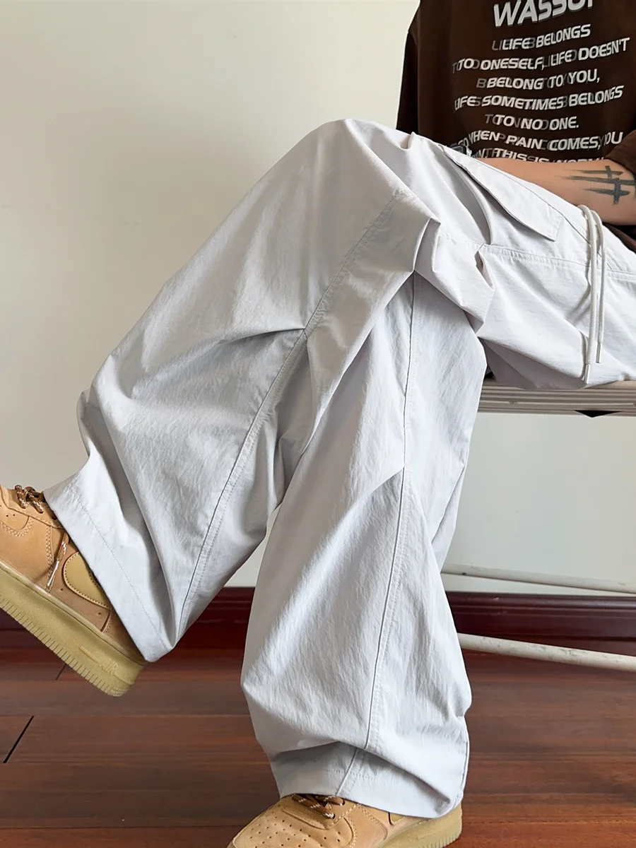 

American Fold Design Qui Dry Paratrooper Pants Men Summer plus Size Loose Straight Leg Floor-Length Casual Trousers