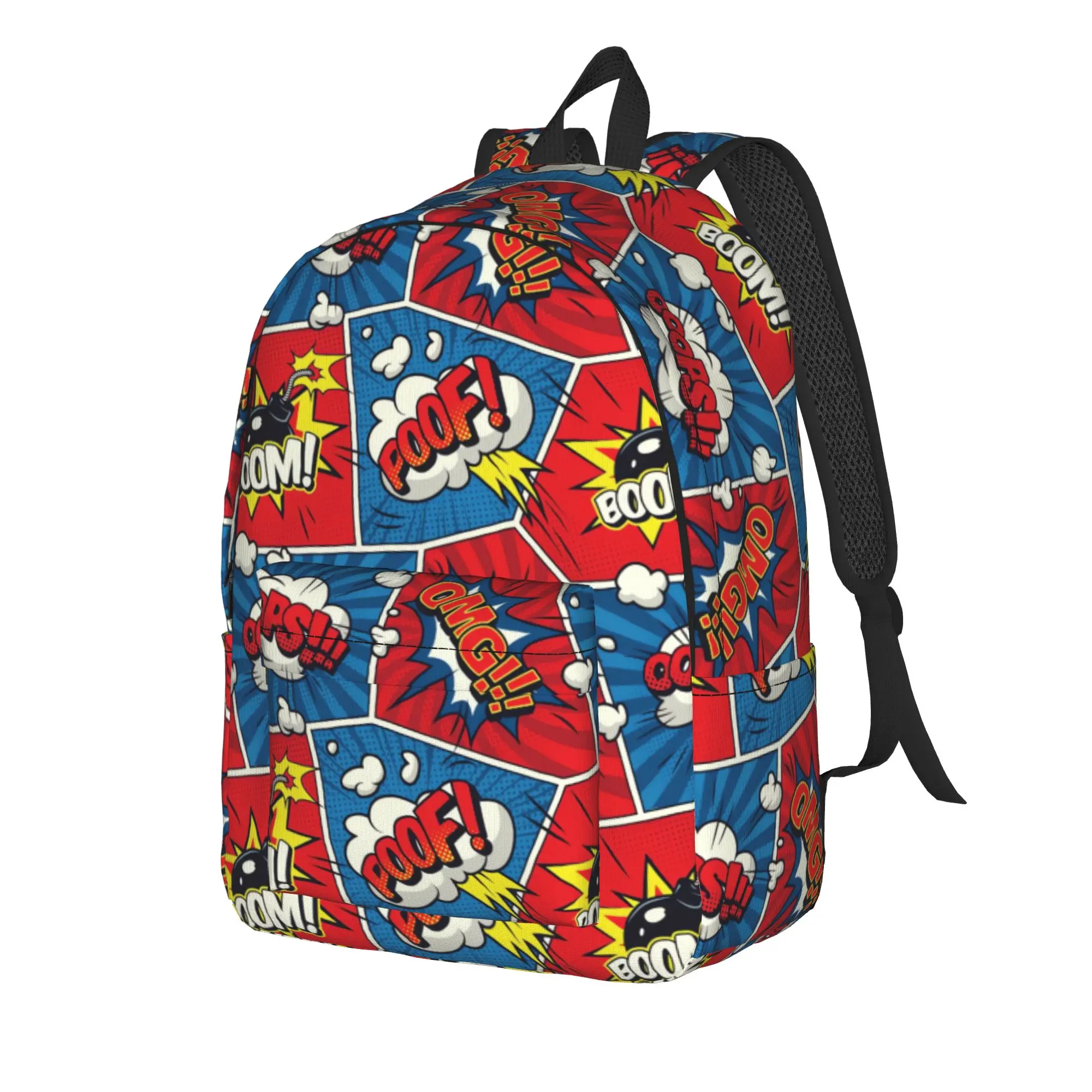 Comic Pop Art Backpack  Workout Backpacks Teen Design Soft High School Bags Streetwear Rucksack