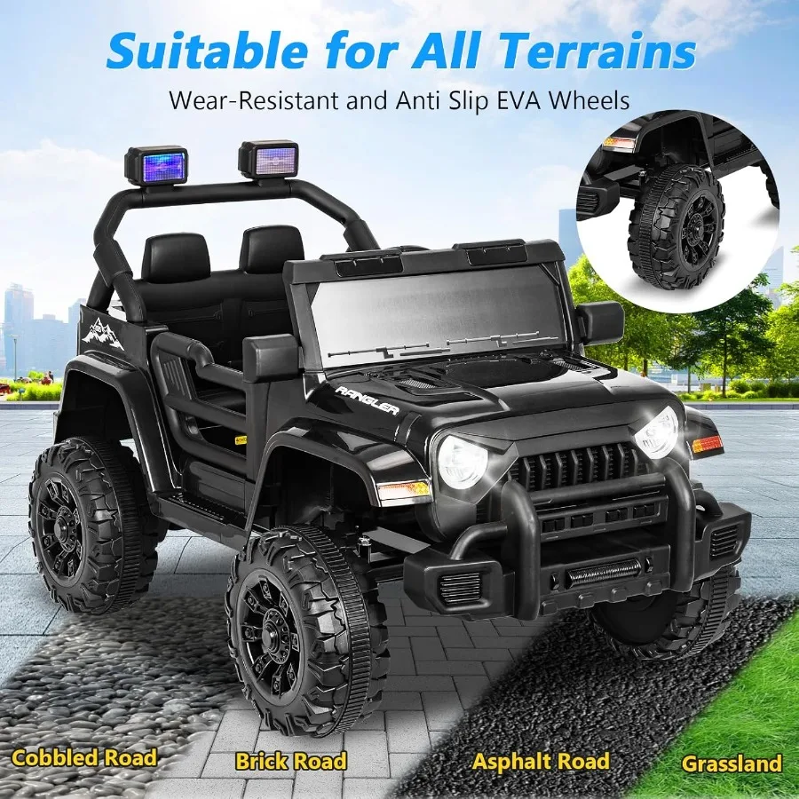 Ruedas eléctricas para paseo en coche de 12V con vehículos eléctricos con Control remoto para padres para niños y niñas todoterreno con batería